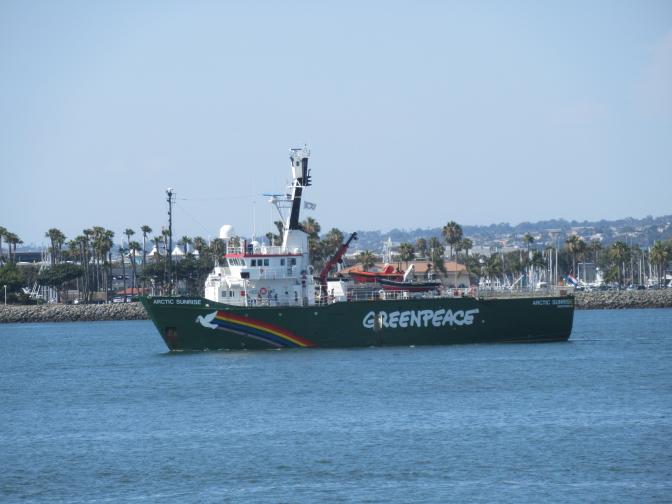 Greenpeace ship in San Diego Bay