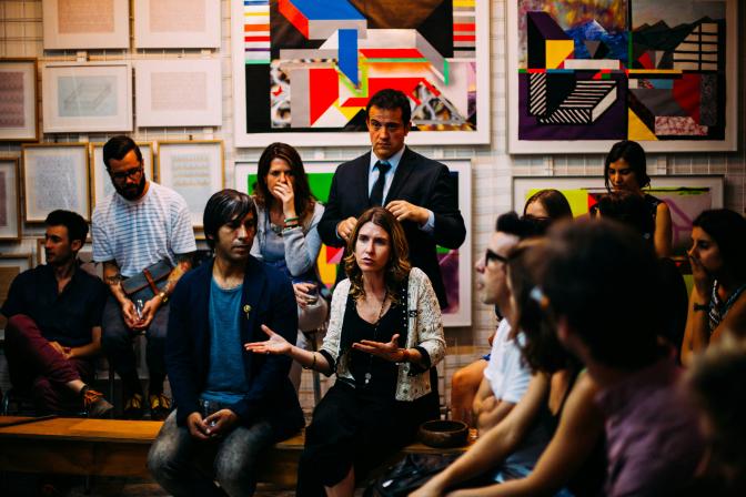 people meeting in a room