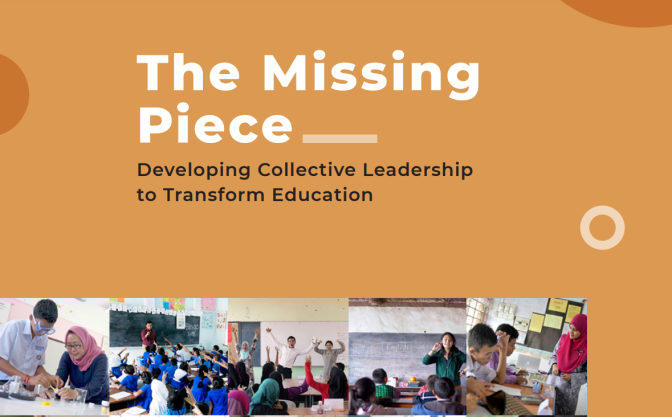 picture of the report cover for The Missing Piece with images of students and teachers