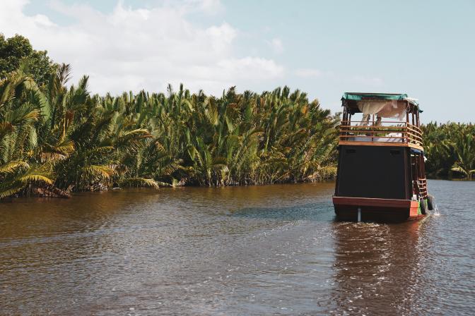 boat in a brown river