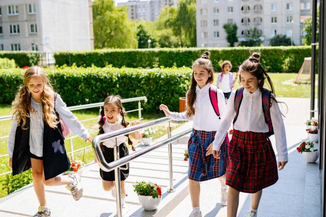 girls going to school