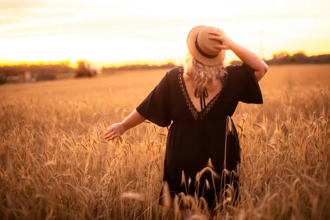 woman standing on a field