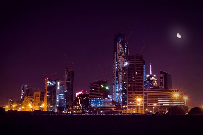 city skyline at night