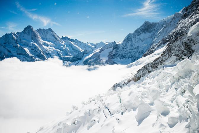 snow-covered mountains